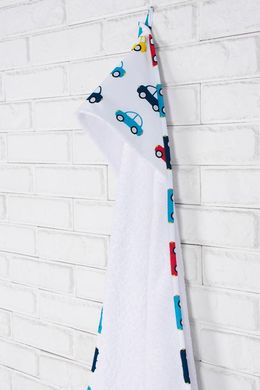 Детское полотенце с капюшоном махровое "Машинки"
