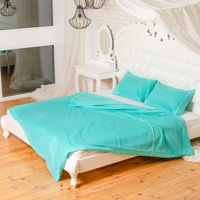 Комплект двуспальный постельного белья "Мятный с кантом"