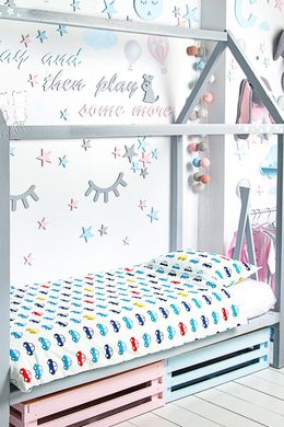Постельный комплект в детскую кроватку "Машинки" Premium linen