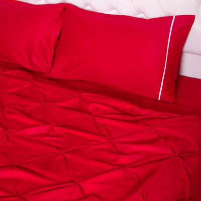 Комплект двоспальний постільної білизни "Червоний з кантом"