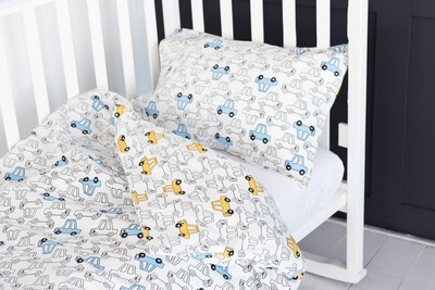 Детский постельный комплект "Желто-голубые машинки"