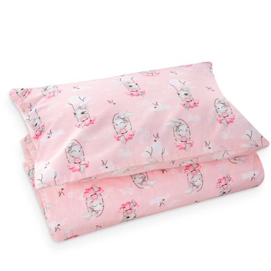 Детское постельное белье "Зайка на качелях на розовом"