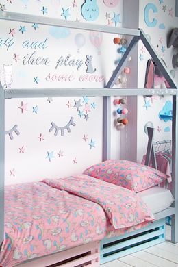Детское постельное белье "Единорожки на радуге розовые"