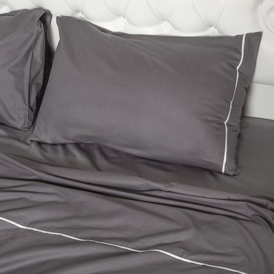 Комплект двуспальный постельного белья "Серый с кантом"